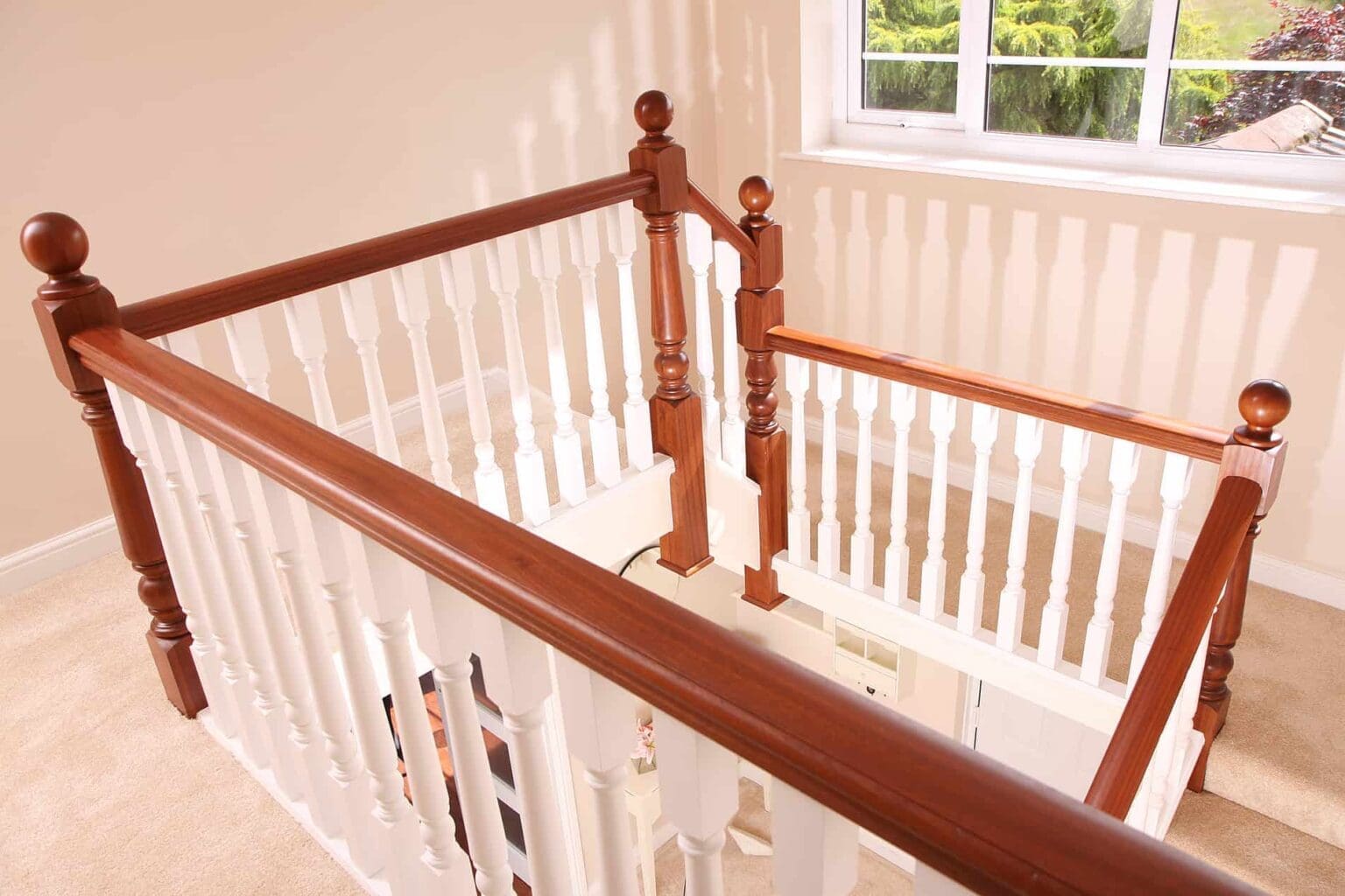 Full view of Sapele Staircase and White Spindles