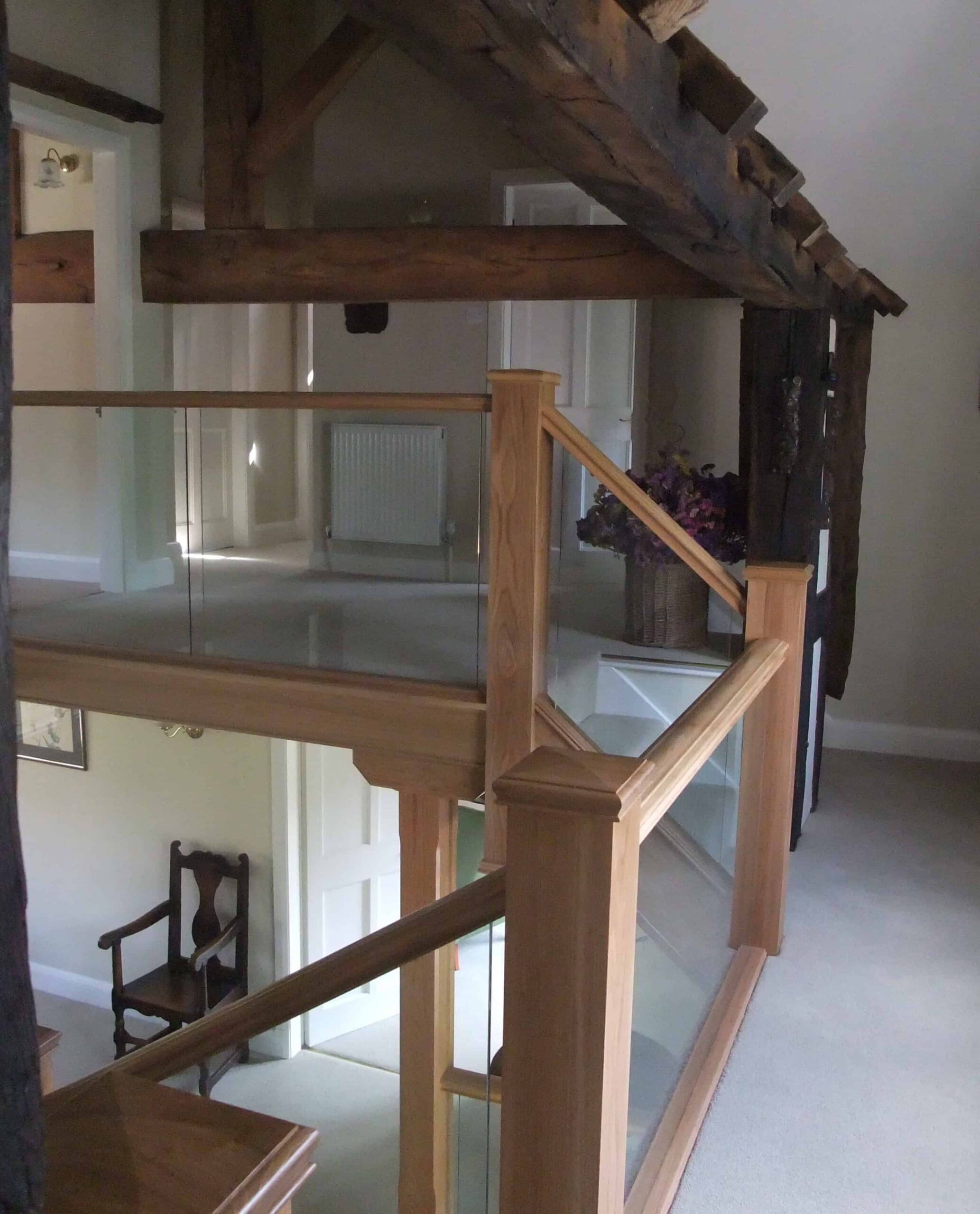 Oak staircase renovation in period farmhouse