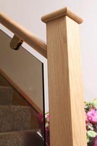 tinted glass panels in oak staircase