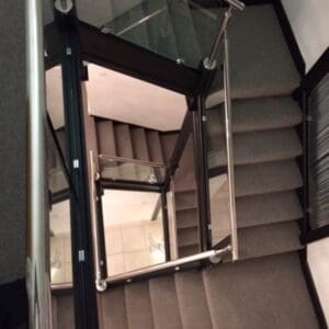 black oak steel and glass