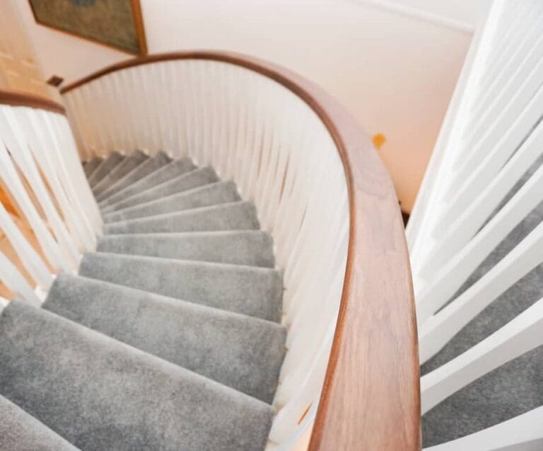 helical walnut staircase