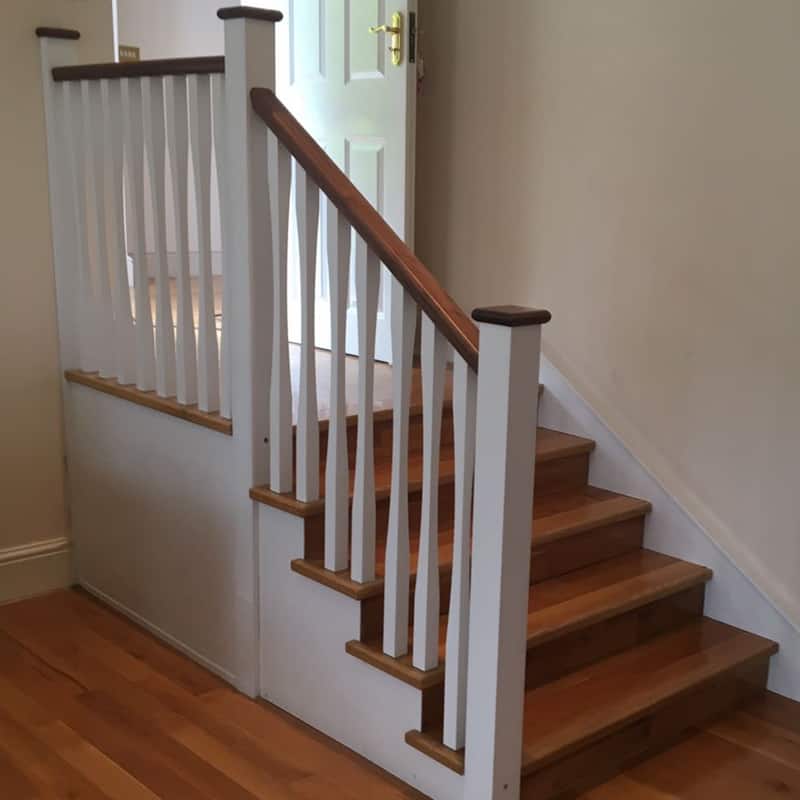 oak treads white spindles white newels