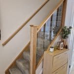 Oak staircase renovation with glass spindles in South London