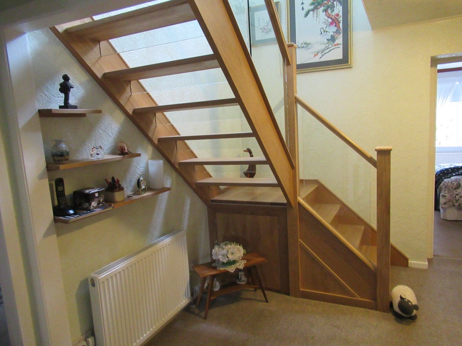 Open tread new oak and glass staircase in Aberdeen