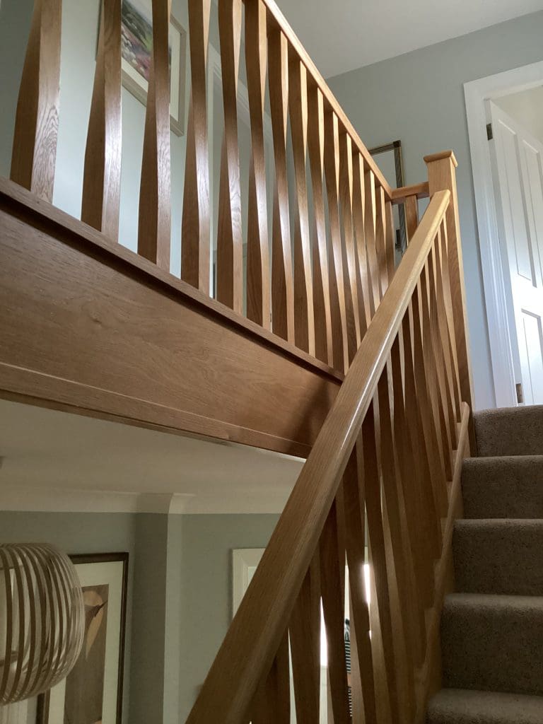 oak staircase renovation with twisted spindles in Aylesbury