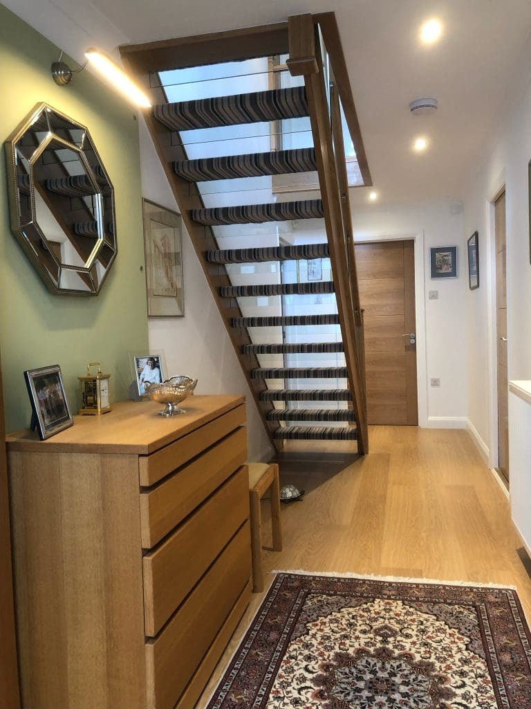 open tread oak & glass staircase renovation in the Yorkshire Dales