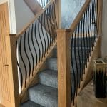 Oak staircase renovation with metal spindles in Scotland