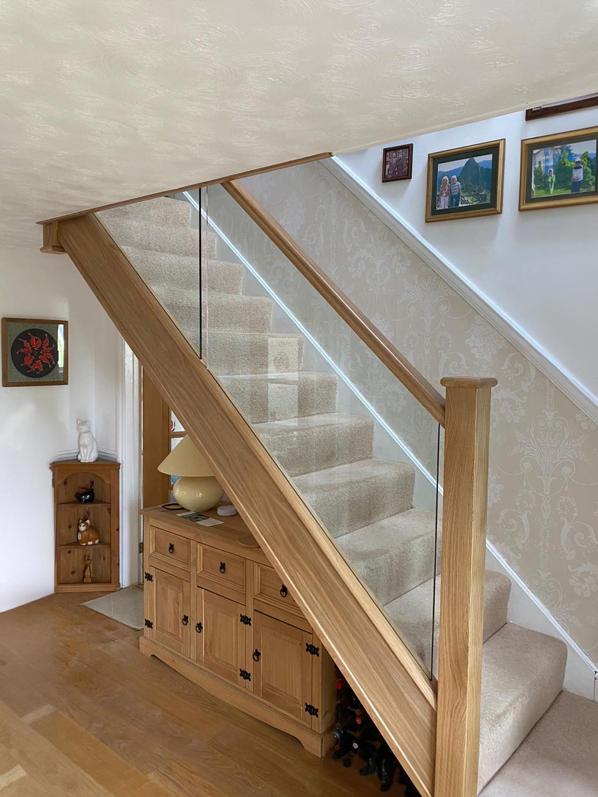 an Abbott-Wade oak and embedded glass staircase in Andover, Hampshire