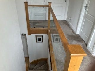 clamped glas & oak staircase renovation in Basildon