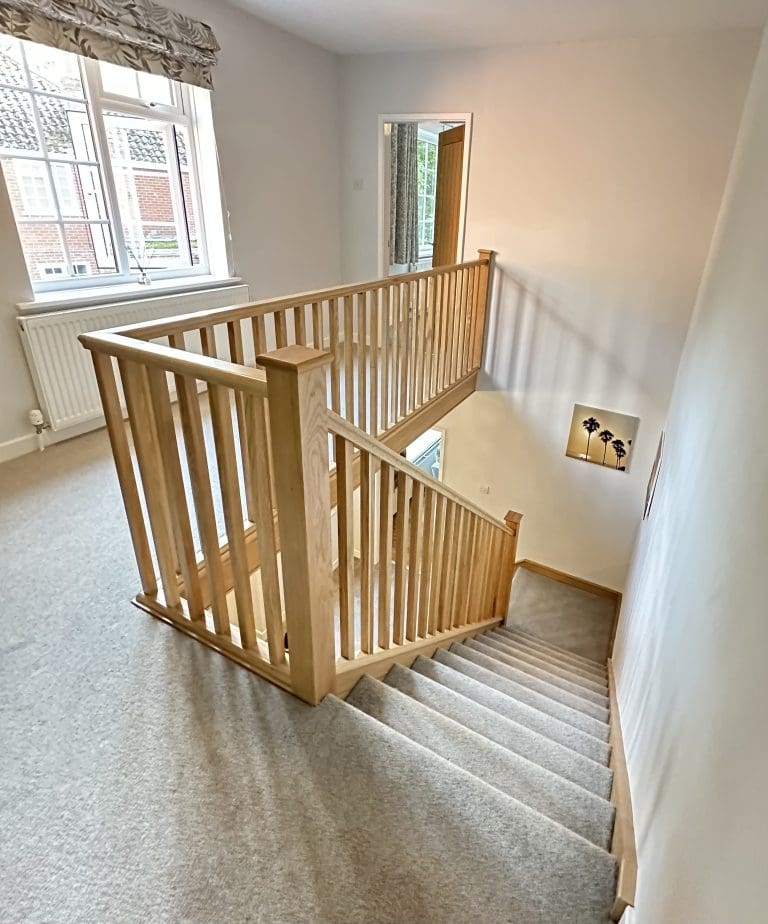 oak spindle staircase renovation in Salford