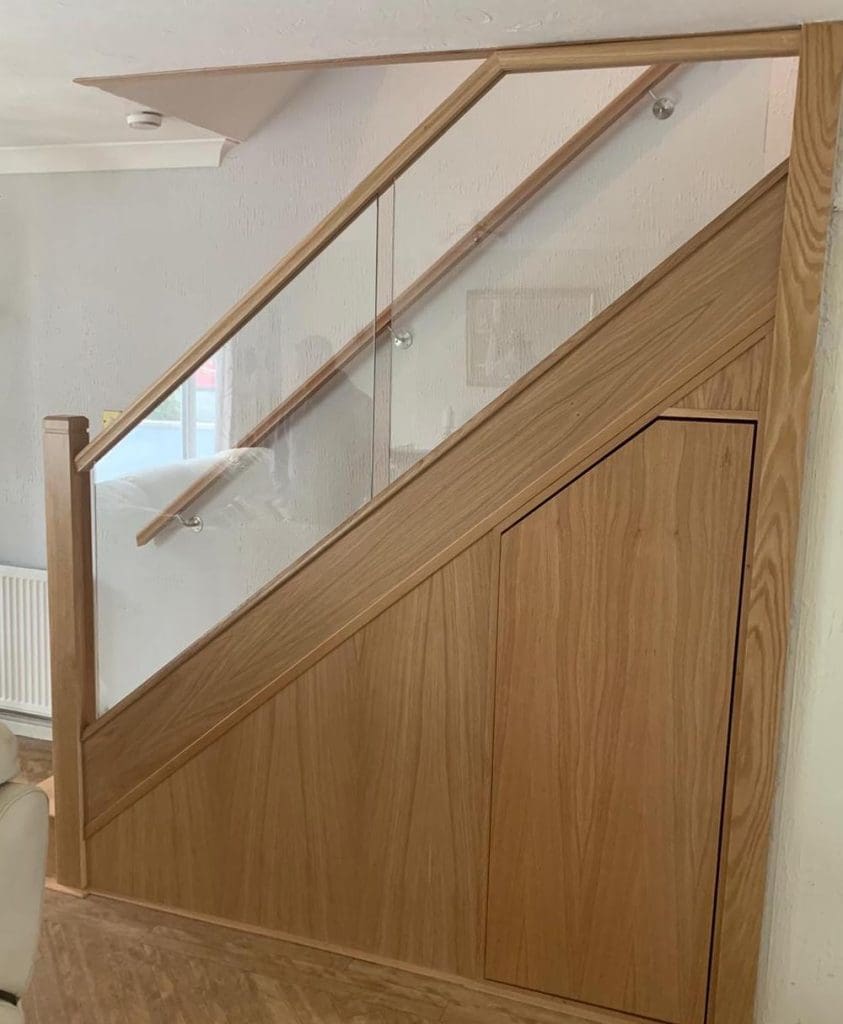 An oak & embedded glass staircase renovation in Plymouth