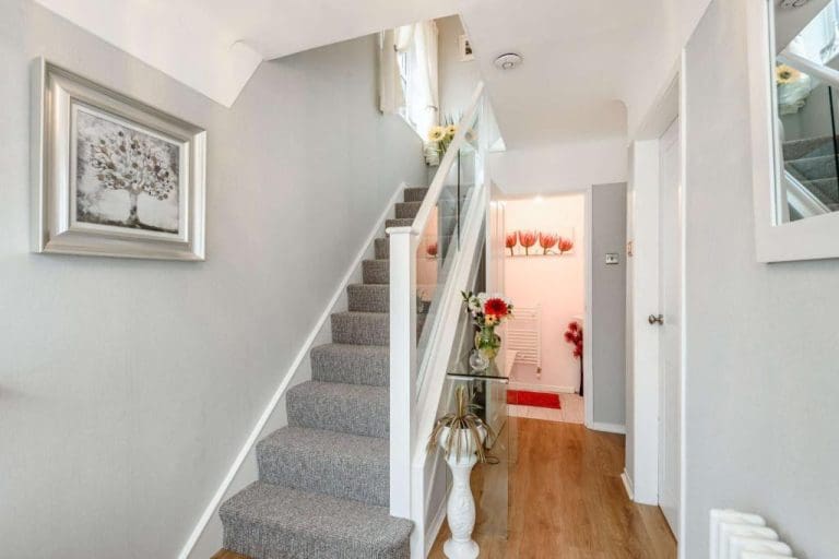 White staircase with embedded glass in prescot