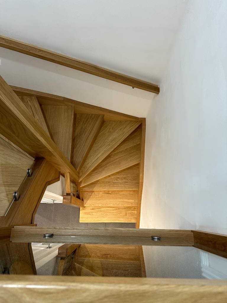 An oak and glass staircase renovation in Malvern, Worcestershire