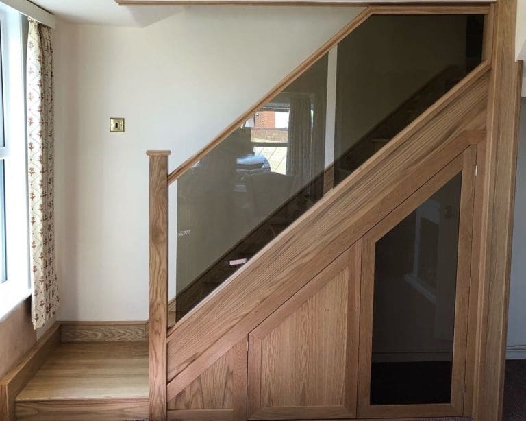 a tinted grey glass staircase renovation in hereford, herefordshire