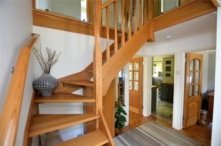 new oak and glass staircase installation in Royal Tunbridge Wells