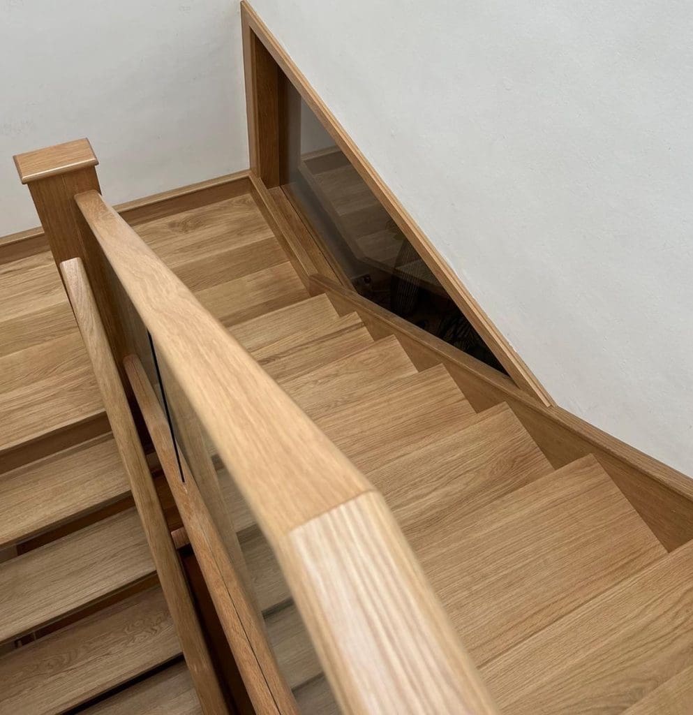 A striking open tread oak staircase in Cheadle Hulme which looks magnificent from every vantage point.