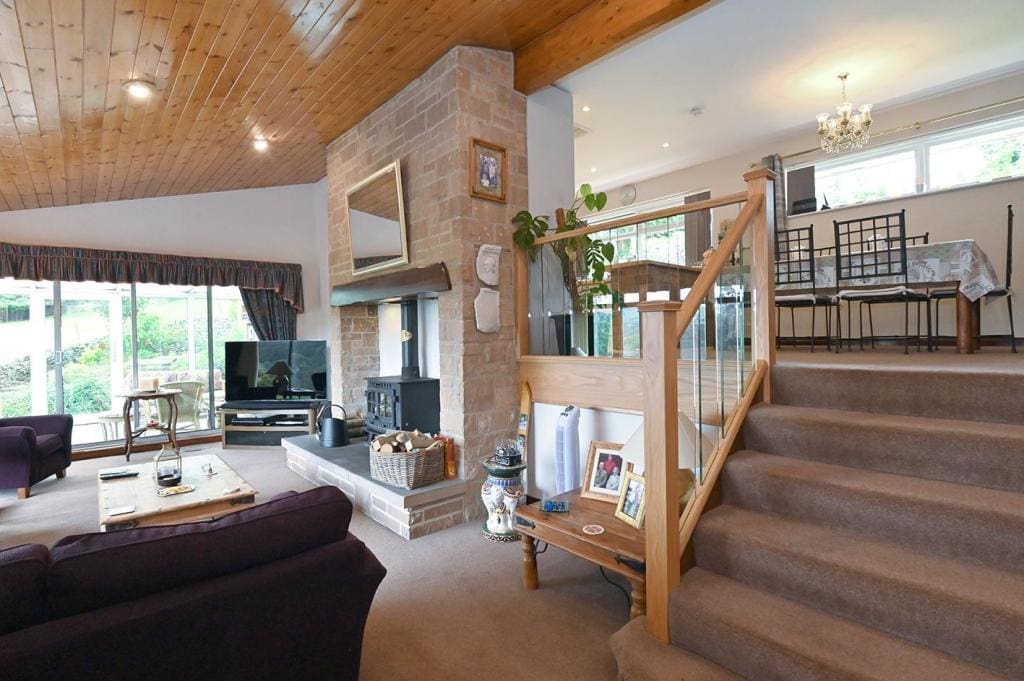 split level living with oak and glass, Furniture,